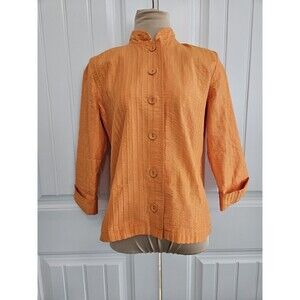 Chico's Women's Mandarin Collar Lightweight Blazer Chicos 0 US 4 Tangerine